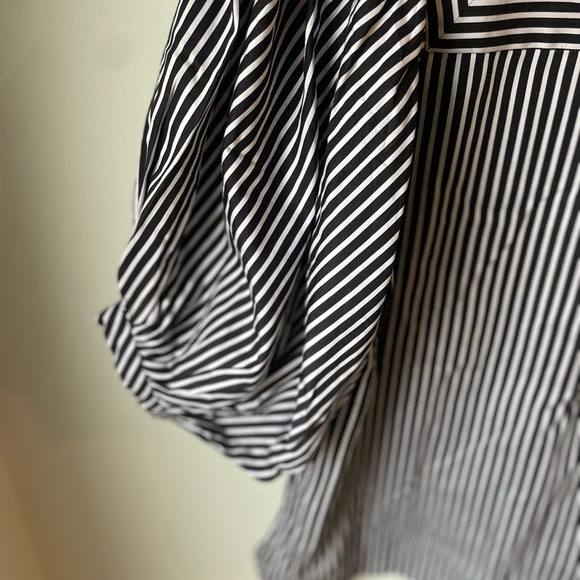 LOFT Women Small Blouse square neck balloon sleeve striped top business casual - Picture 3 of 6